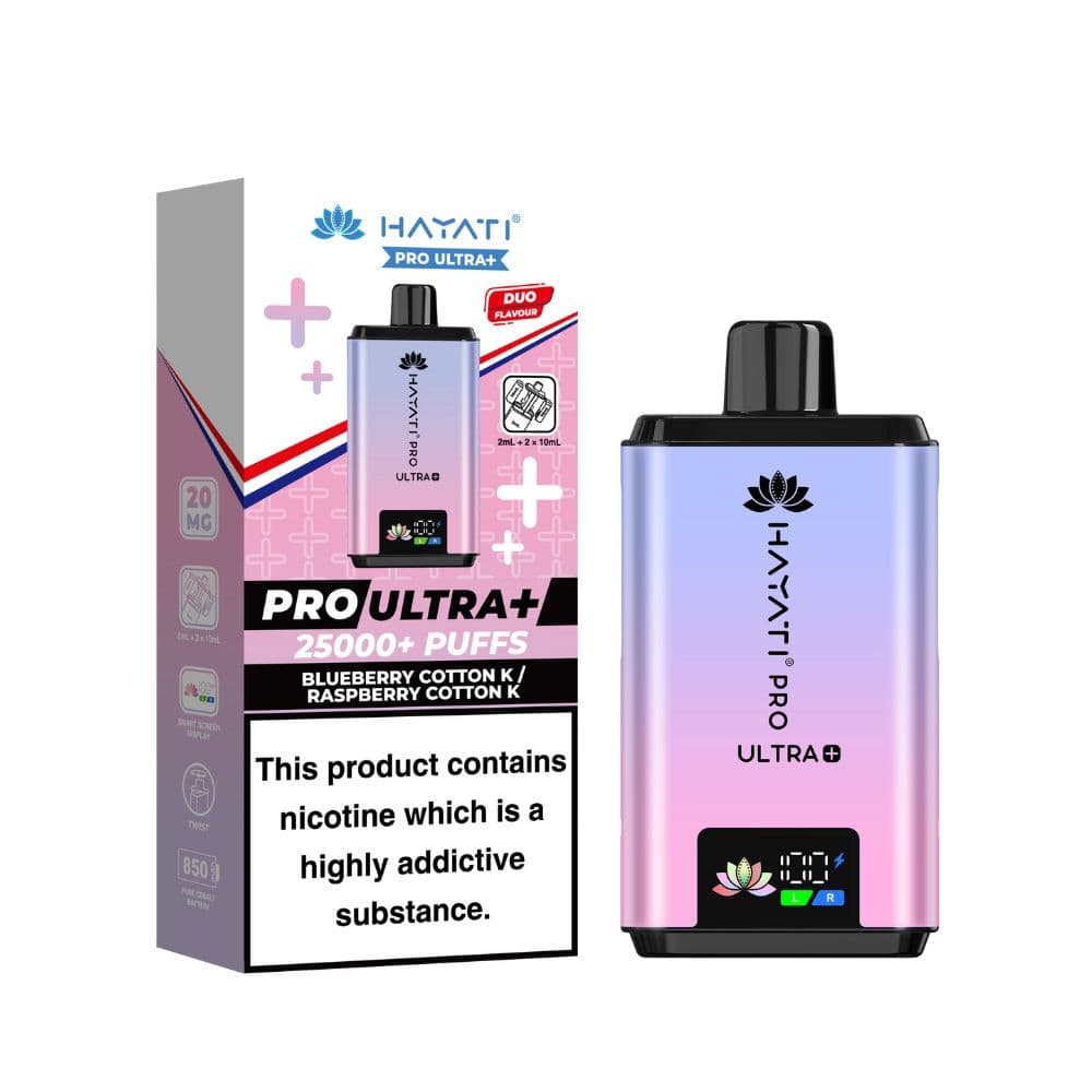  Blueberry Cotton K/ Raspberry Cotton K Hayati Pro Ultra Plus 25k Prefilled Vape Kit