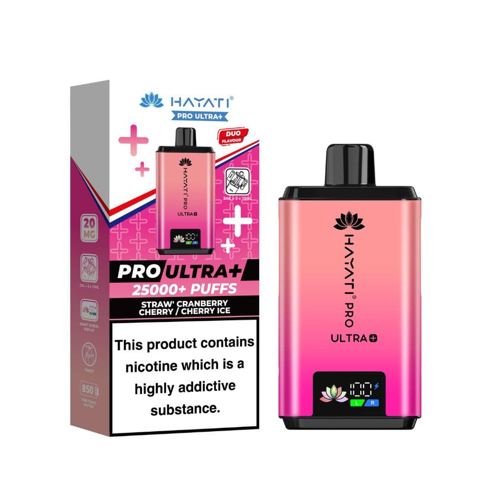  Strawberry Cranberry Cherry/ Strawberry Dragonfruit Hayati Pro Ultra Plus 25k Prefilled Vape Kit