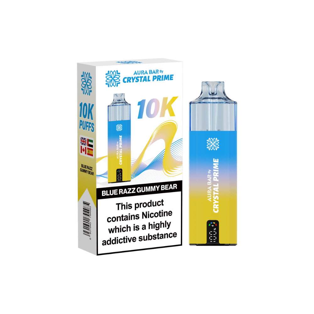  Blue Razz Gummy Bear Crystal Prime Aura Bar 10K Prefilled Vape Kit