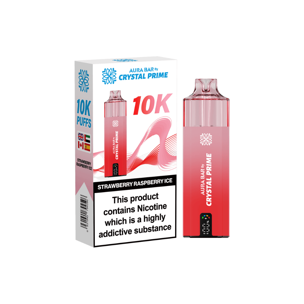  Strawberry Raspberry Ice Crystal Prime Aura Bar 10K Prefilled Vape Kit