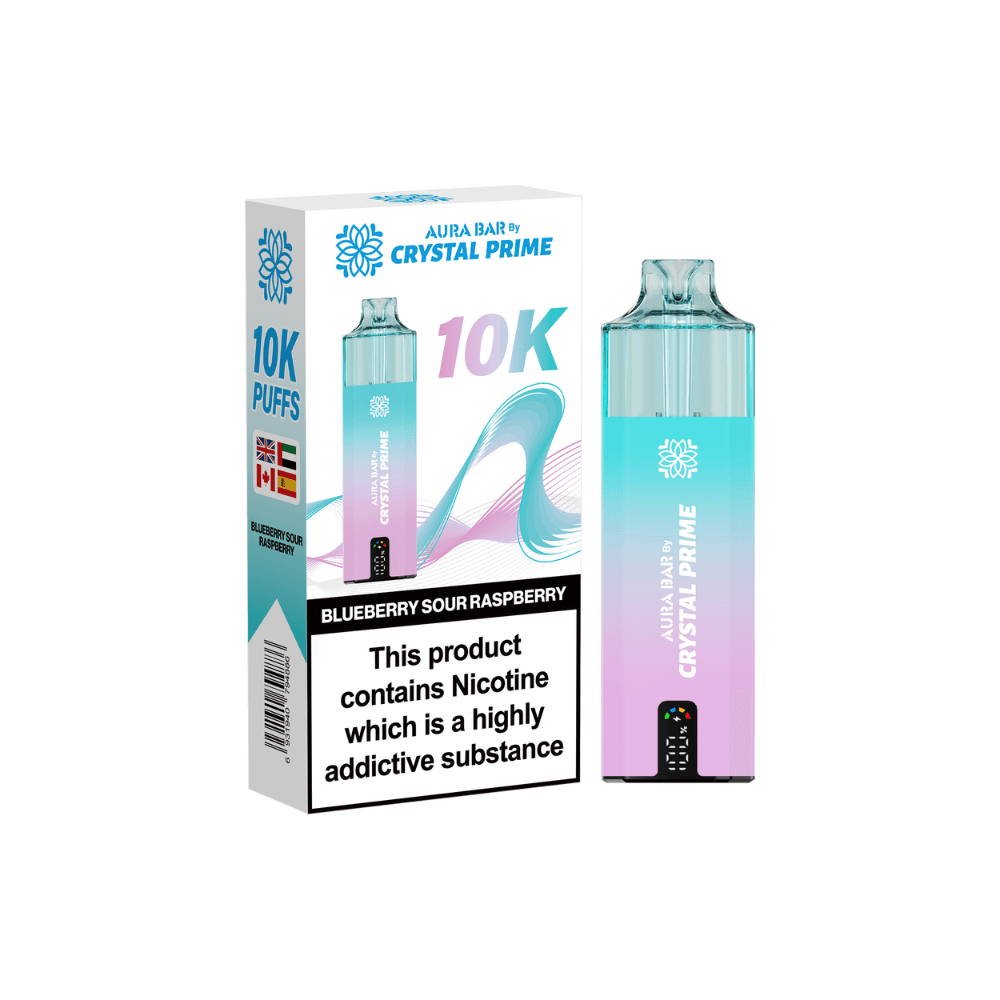  Blueberry Sour Raspberry Crystal Prime Aura Bar 10K Prefilled Vape Kit