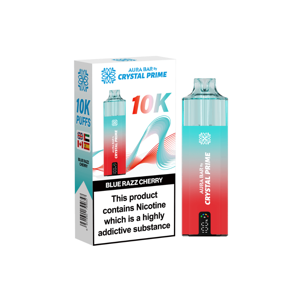  Blue Razz Cherry Crystal Prime Aura Bar 10K Prefilled Vape Kit
