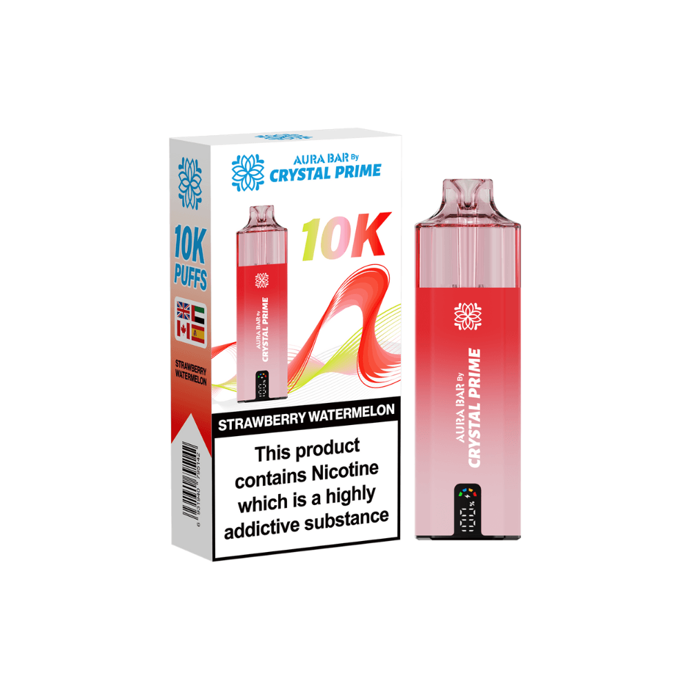  Strawberry Watermelon Crystal Prime Aura Bar 10K Prefilled Vape Kit