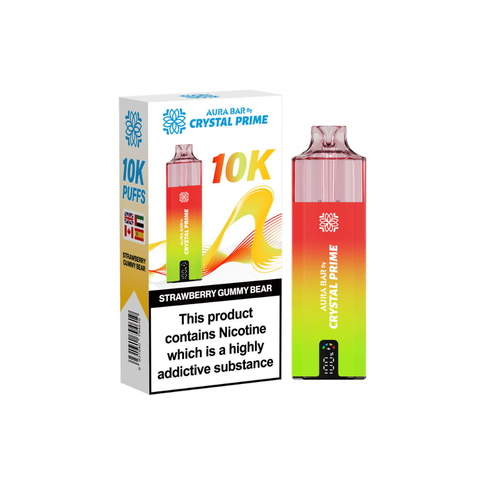  Strawberry Gummy Bear Crystal Prime Aura Bar 10K Prefilled Vape Kit