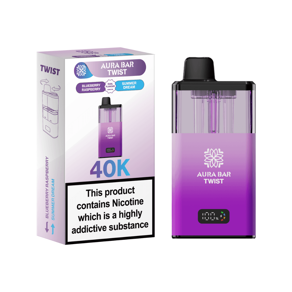  Blueberry Raspberry / Summer Dream Crystal Prime Aura Bar Twist 40K Vape Kit