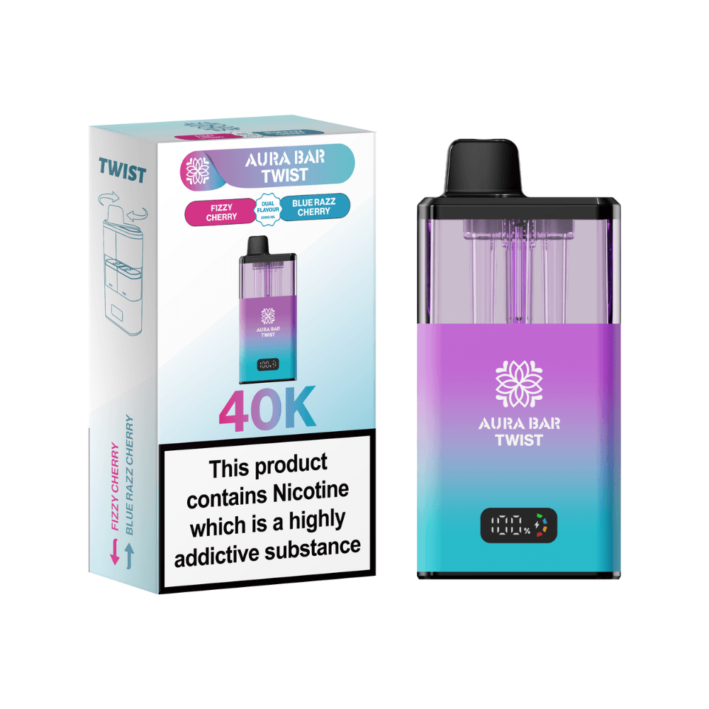  Fizzy Cherry / Blue Razz Cherry Crystal Prime Aura Bar Twist 40K Vape Kit