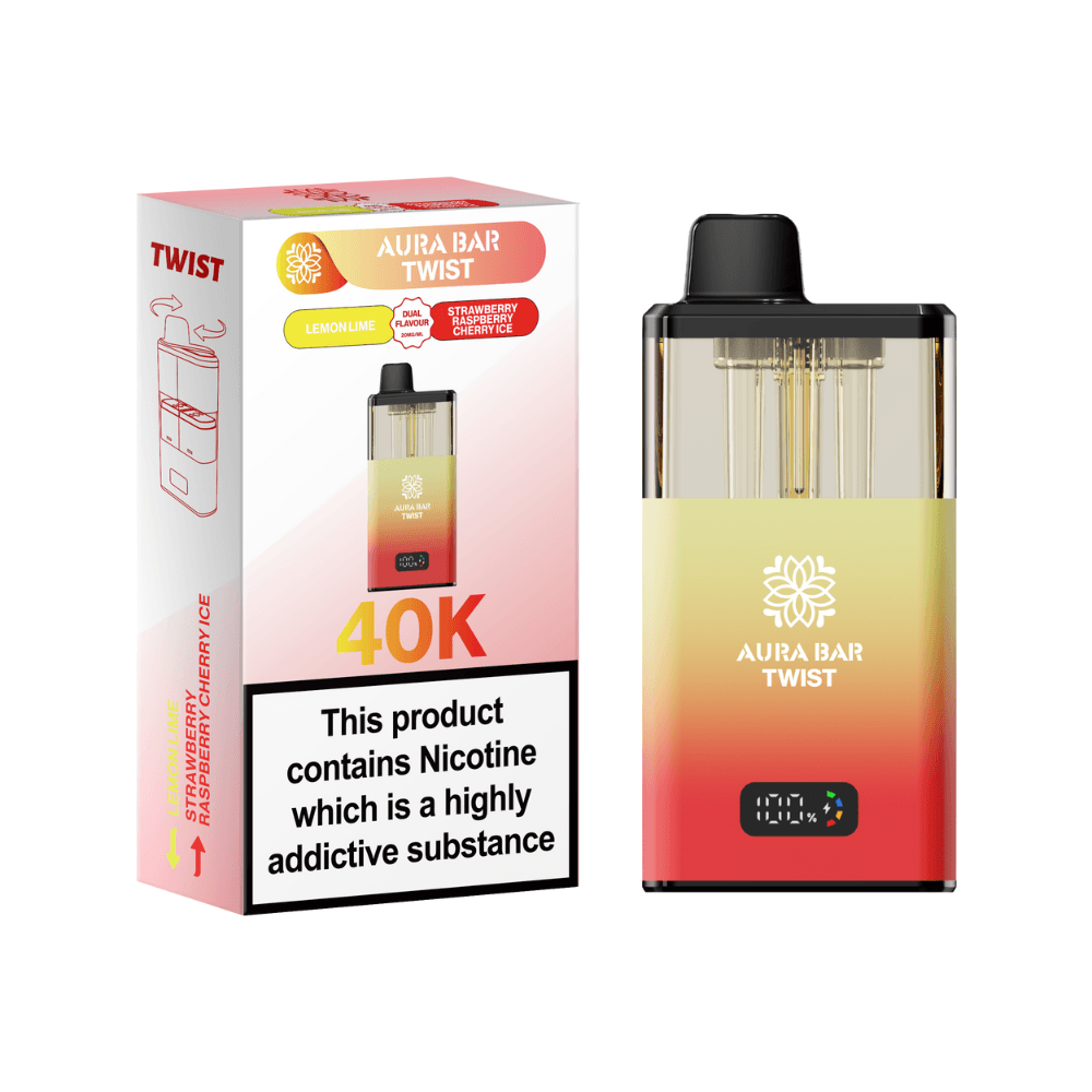  Lemon Lime / Strawberry Raspberry Cherry Ice Crystal Prime Aura Bar Twist 40K Vape Kit