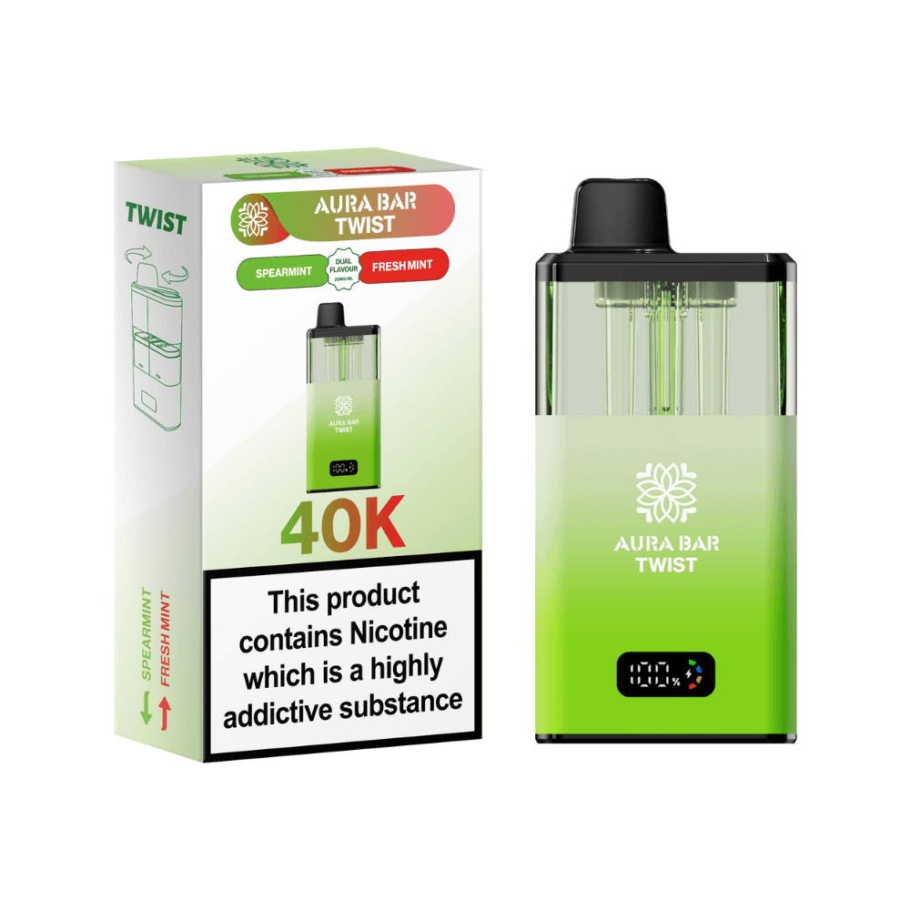 Spearmint / Fresh Mint Crystal Prime Aura Bar Twist 40K Vape Kit