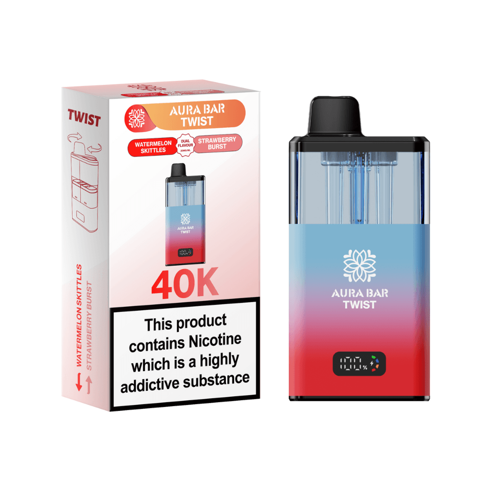  Watermelon Rainbow / Strawberry Burst Crystal Prime Aura Bar Twist 40K Vape Kit