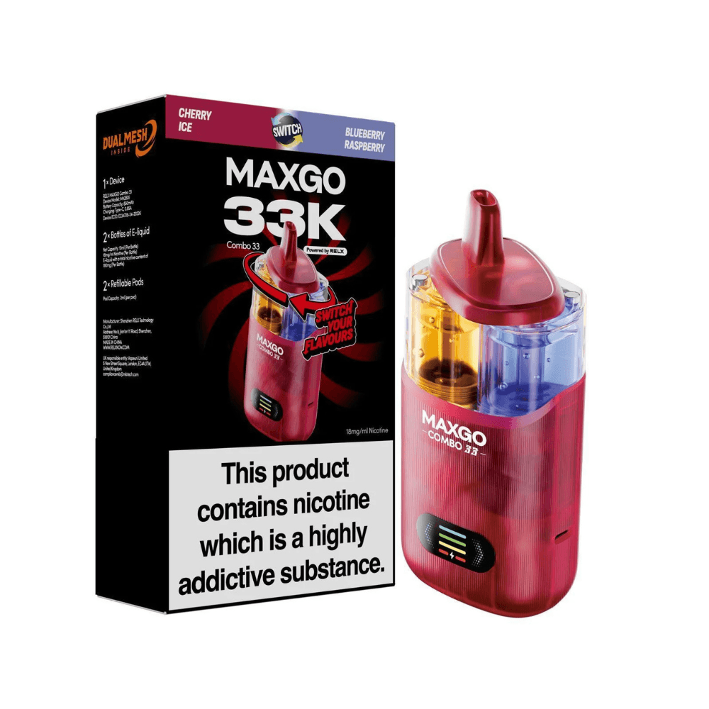  Blueberry Raspberry / Cherry Ice Maxgo 33k Prefilled Vape Kit