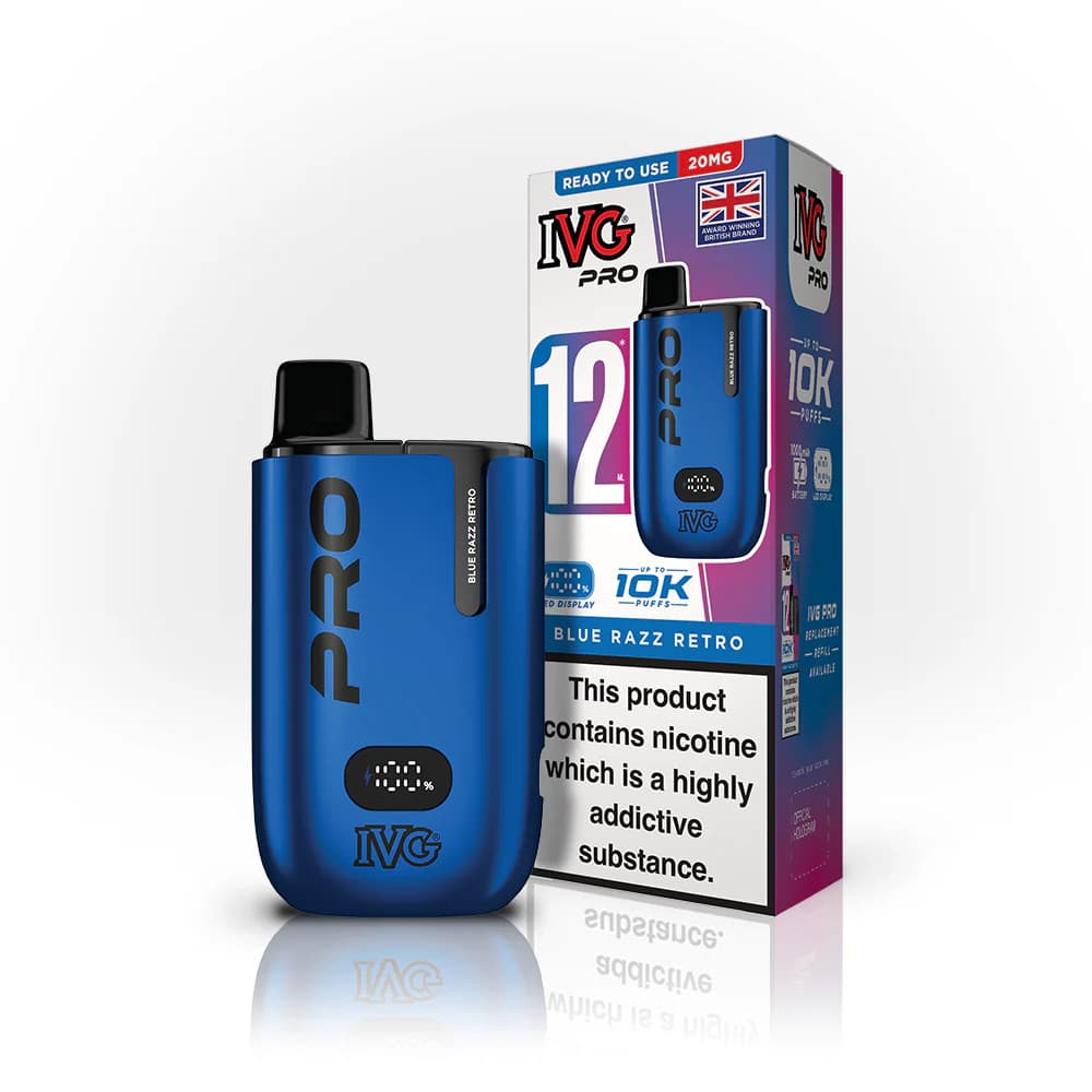  Blue Razz Retro IVG Pro 10k Prefilled Pod Vape Kit