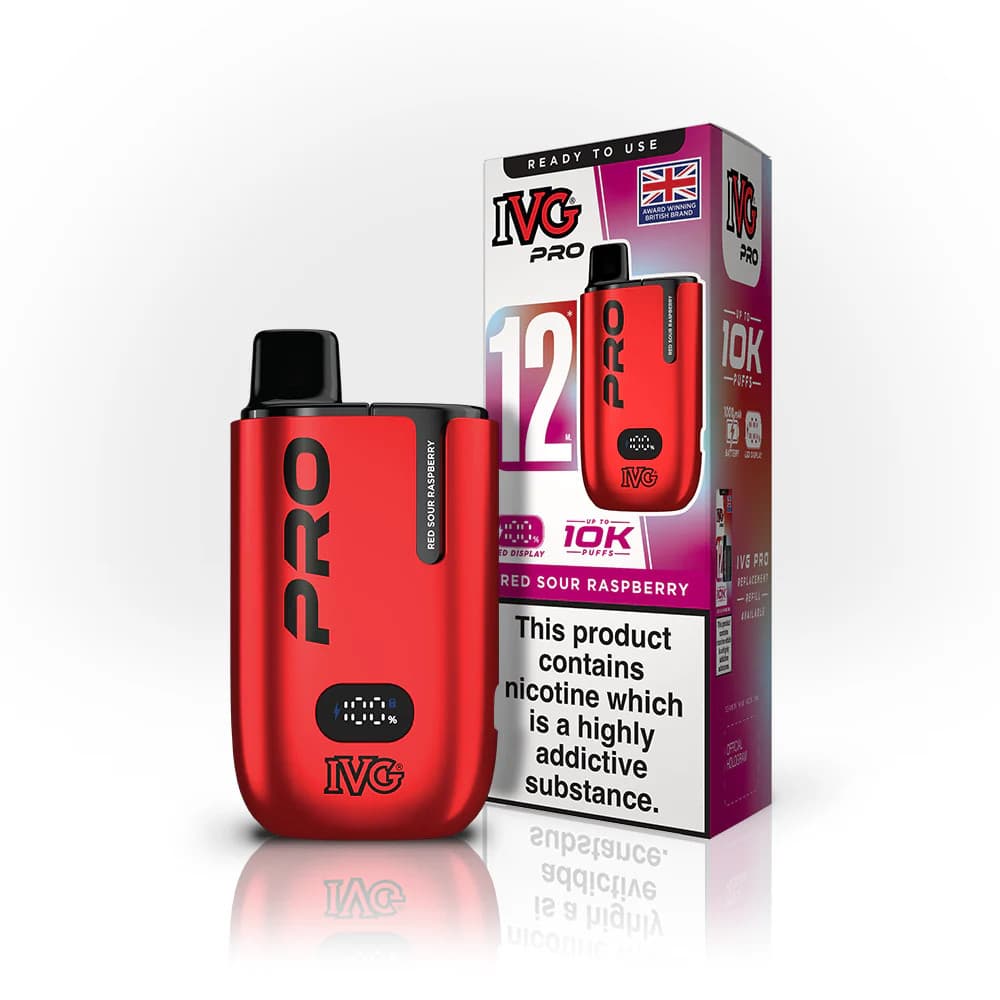  Red Sour Raspberry IVG Pro 10k Prefilled Pod Vape Kit