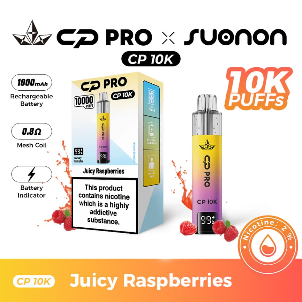  Juicy Raspberries Crystal Pro CP 10k Prefilled Pod Vape Kit