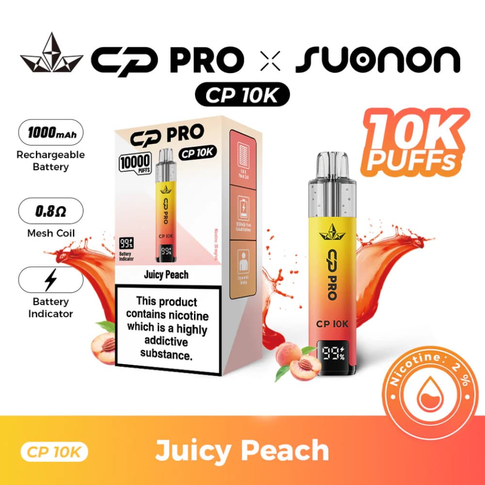  Juicy Peach Crystal Pro CP 10k Prefilled Pod Vape Kit