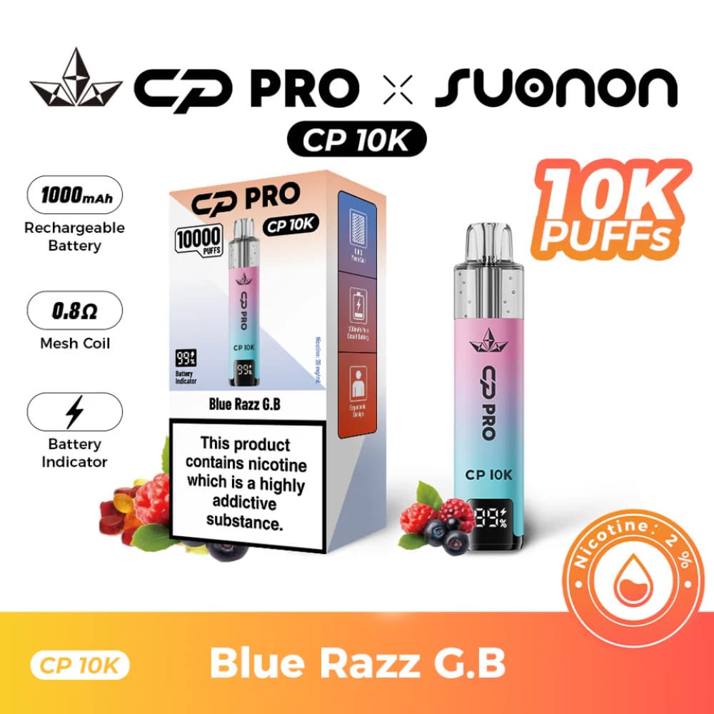  Blue Razz GB Crystal Pro CP 10k Prefilled Pod Vape Kit