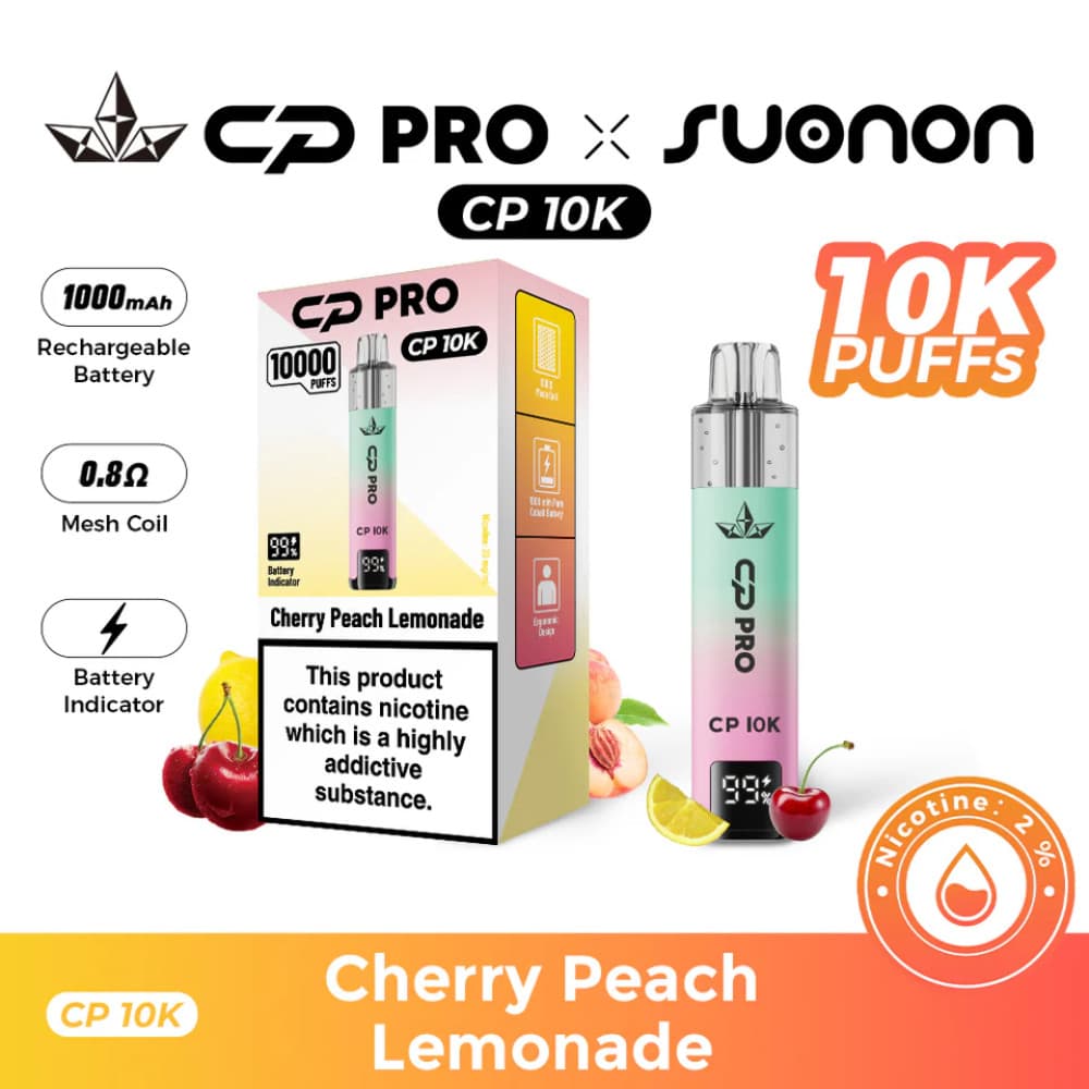  Cherry Peach Lemonade Crystal Pro CP 10k Prefilled Pod Vape Kit