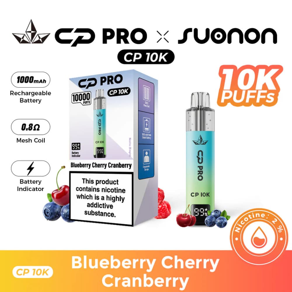  Blueberry Cherry Cranberry Crystal Pro CP 10k Prefilled Pod Vape Kit