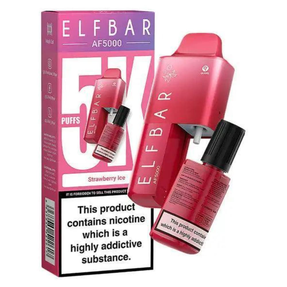  Strawberry Ice Elf Bar Af5000 Prefilled Vape Kit