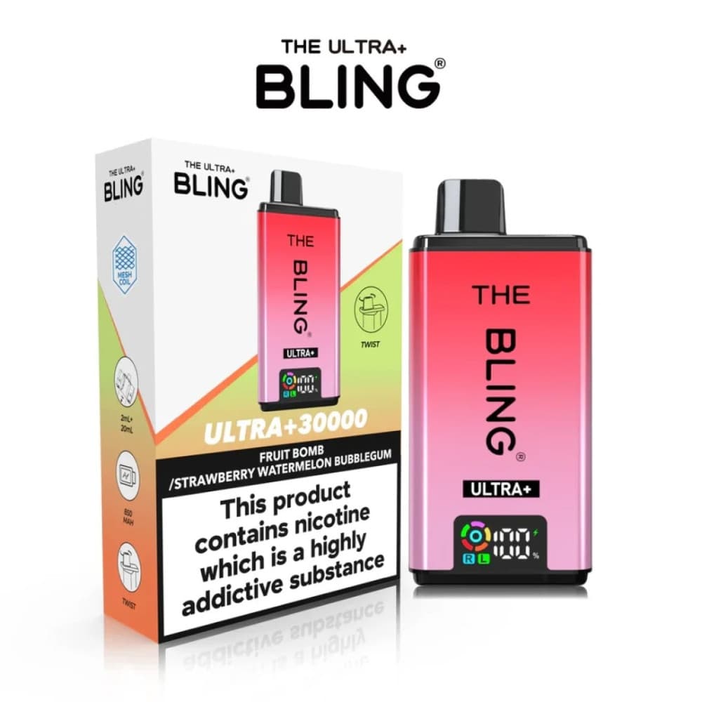  Fruit Bomb / Strawberry Watermelon Bubblegum The Crystal Bling Ultra Plus 30K Prefilled Vape Kit