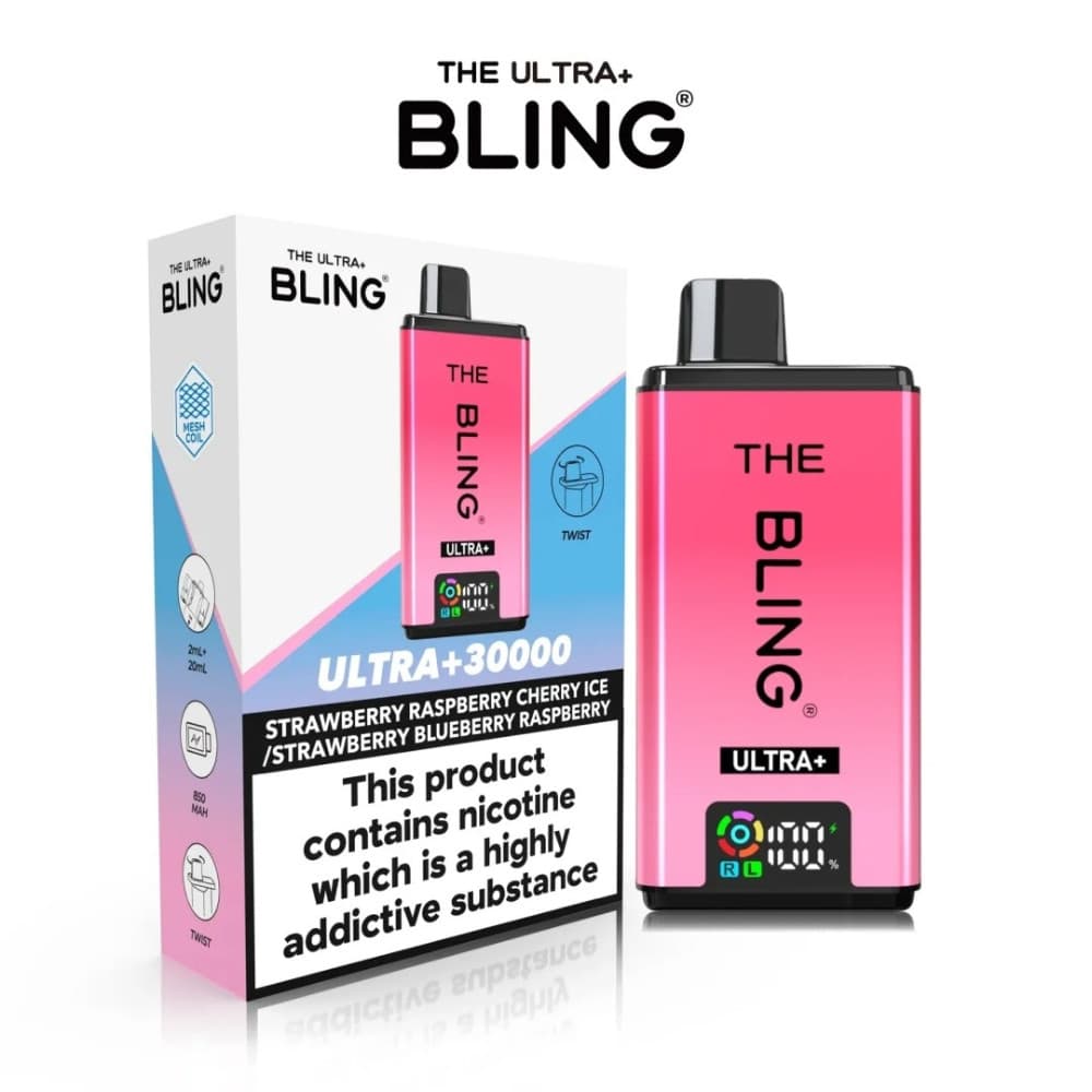  Strawberry Raspberry Cherry Ice / Strawberry Blueberry Raspberry The Crystal Bling Ultra Plus 30K Prefilled Vape Kit