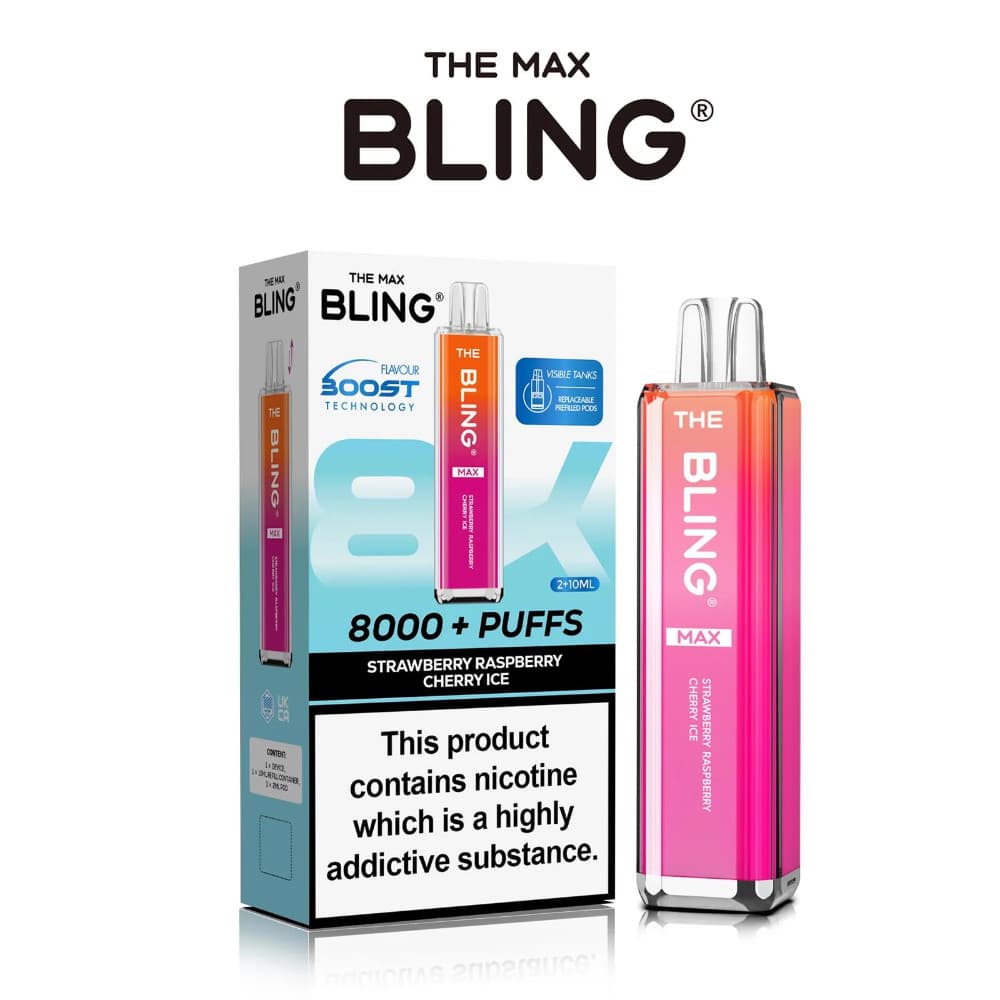  Strawberry Raspberry Cherry Ice The Crystal Bling Pro Max 10k Prefilled Vape Kit
