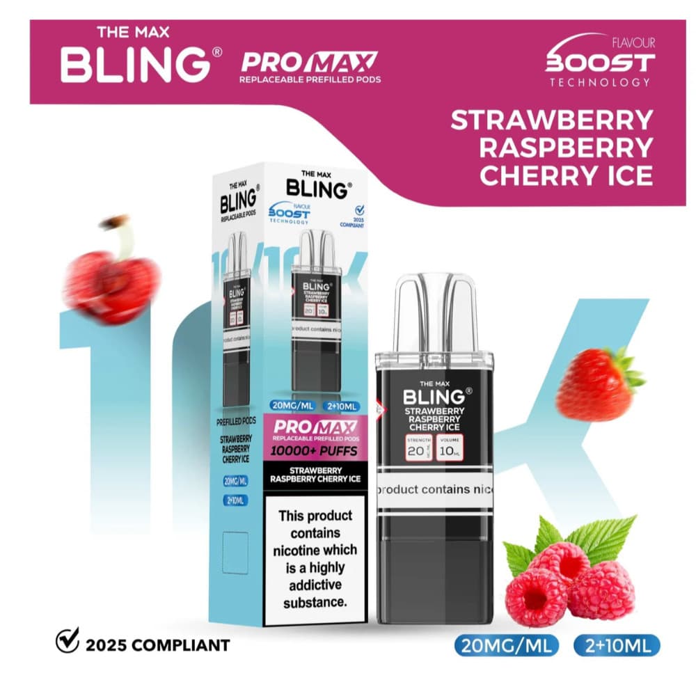  Strawberry Raspberry Cherry Ice The Crystal Bling Pro Max 10k Pods