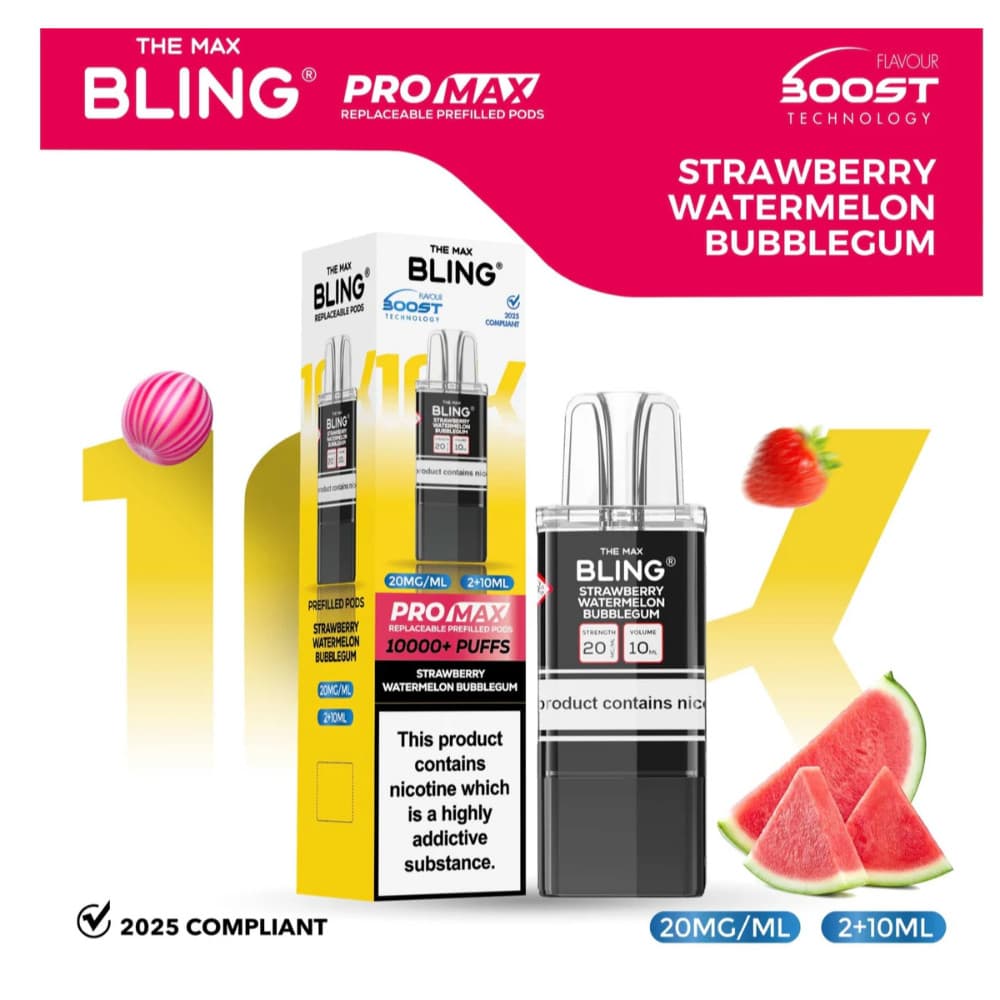  Strawberry Watermelon Bubble Gum The Crystal Bling Pro Max 10k Pods