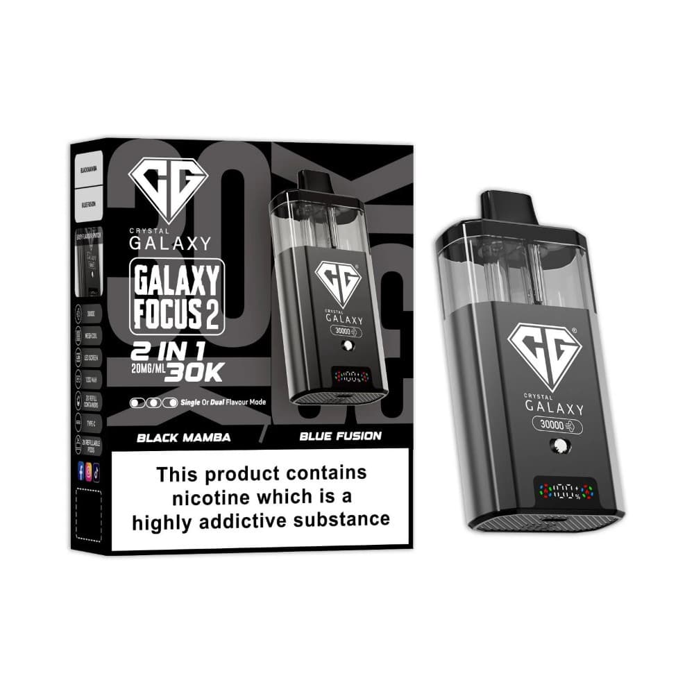 Black Mamba/Blue Fusion Crystal Galaxy 30k Focus 2 Prefilled Vape Kit