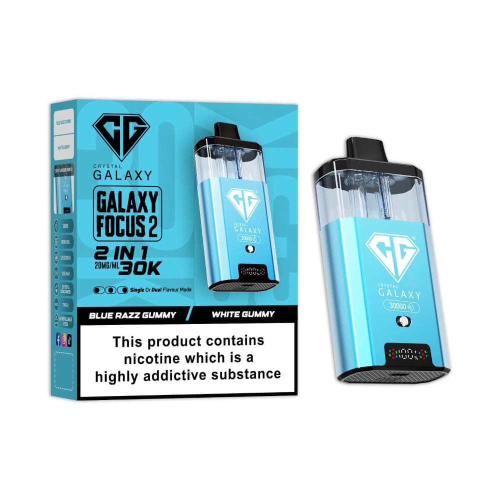  Blue Razz Gummy/White Gummy Crystal Galaxy 30k Focus 2 Prefilled Vape Kit