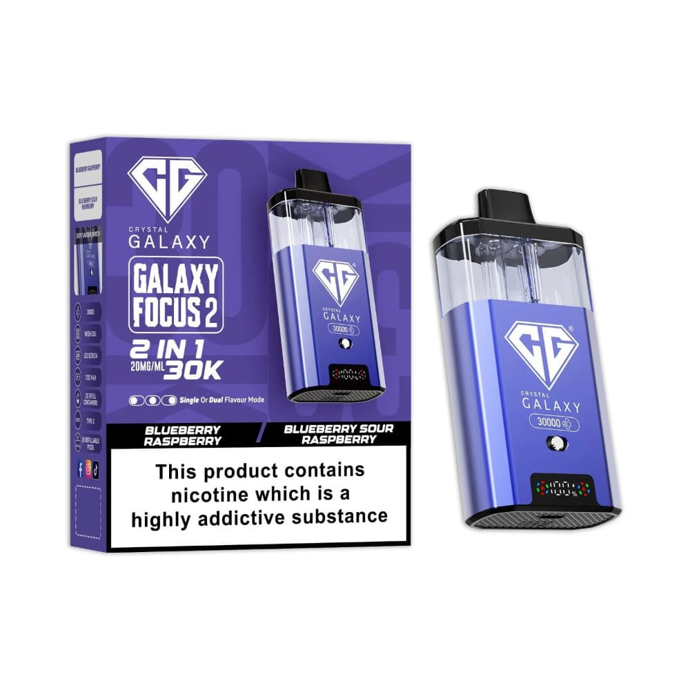  Blueberry Raspberry/Blue Sour Raspberry Crystal Galaxy 30k Focus 2 Prefilled Vape Kit