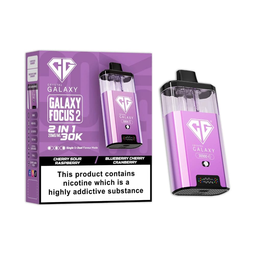  Cherry Sour Raspberry/Blueberry Cherry Cranberry Crystal Galaxy 30k Focus 2 Prefilled Vape Kit