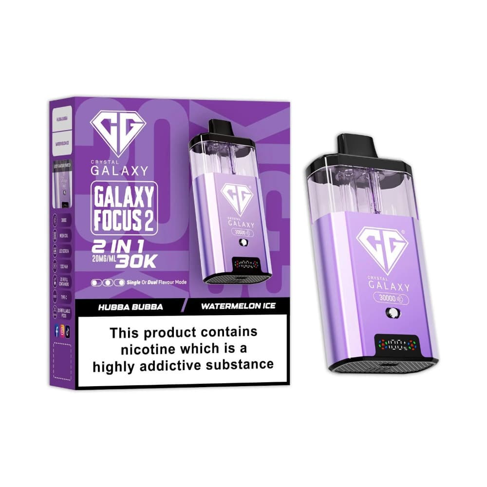  Hubba Bubba/Watermelon Ice Crystal Galaxy 30k Focus 2 Prefilled Vape Kit