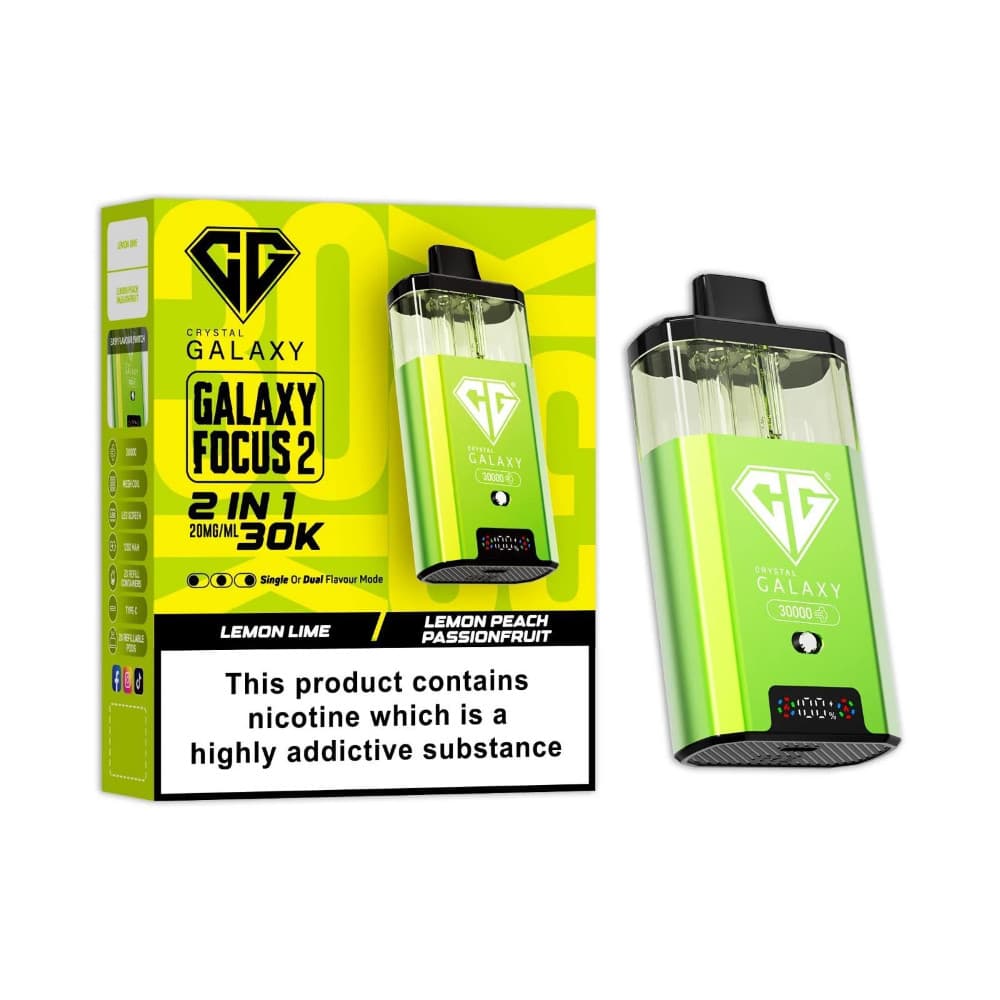  Lemon Lime/Lemon Peach Passion Fruit Crystal Galaxy 30k Focus 2 Prefilled Vape Kit