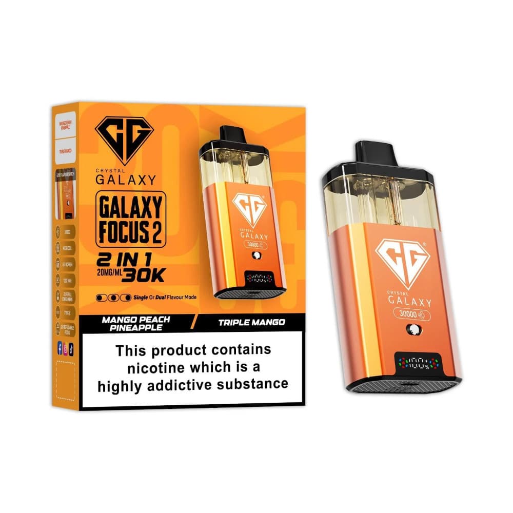  Mango Peach Pineapple/Triple Mango Crystal Galaxy 30k Focus 2 Prefilled Vape Kit