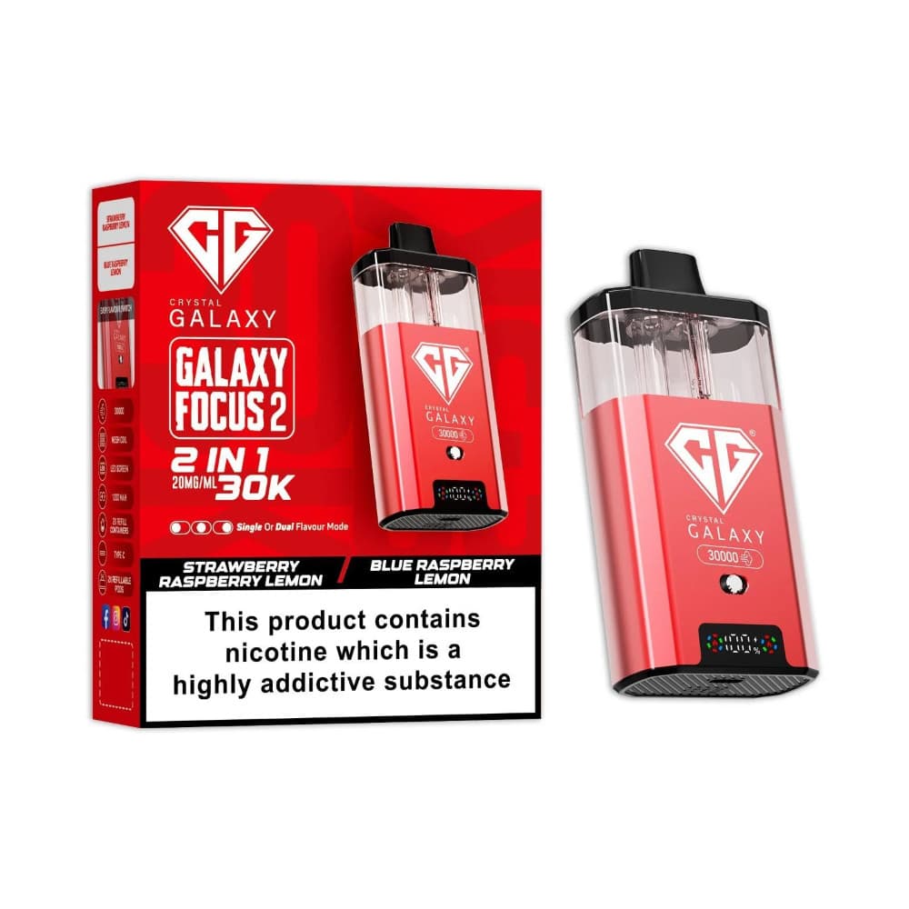  Strawberry Raspberry Lemon/Blue Raspberry Lemon Crystal Galaxy 30k Focus 2 Prefilled Vape Kit