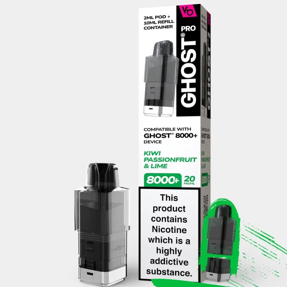  Kiwi Passionfruit & Lime Vapes Bars Ghost Pro 8000 Pods