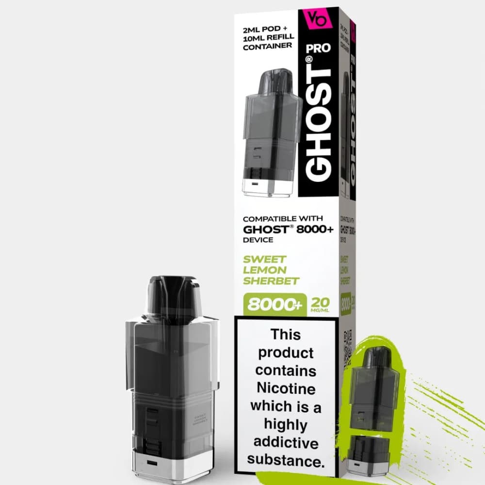  Sweet Lemon Sherbet Vapes Bars Ghost Pro 8000 Pods
