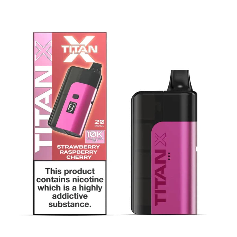  Strawberry Raspberry Cherry Titan X 10K Prefilled Pod Vape Kit