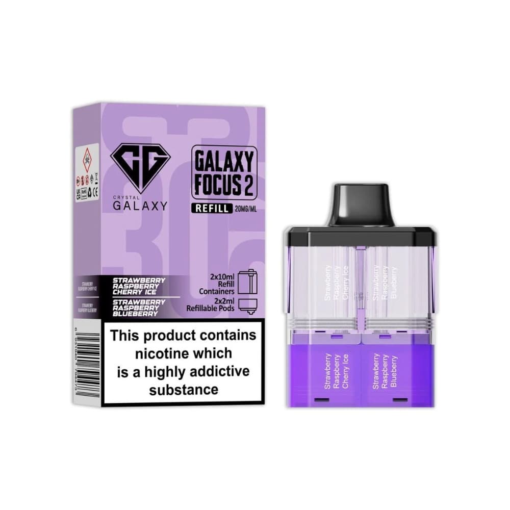  Strawberry Raspberry Cherry Ice / Strawberry Raspberry Blueberry Crystal Galaxy 30k Focus 2 Pods