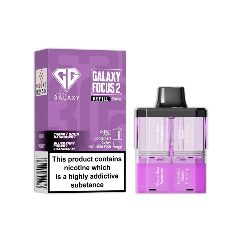  Cherry Sour Raspberry /  Blueberry Cherry Cranberry Crystal Galaxy 30k Focus 2 Pods