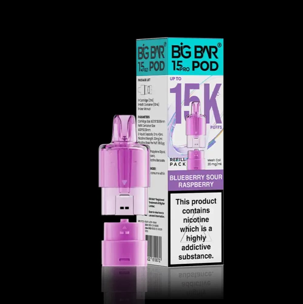  Blueberry Sour Raspberry Big Bar Pro 15k Refill Pods