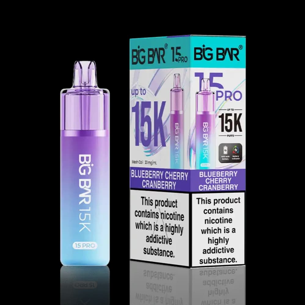  Blueberry Cherry Cranberry Big Bar Pro 15k Prefilled Vape Kit