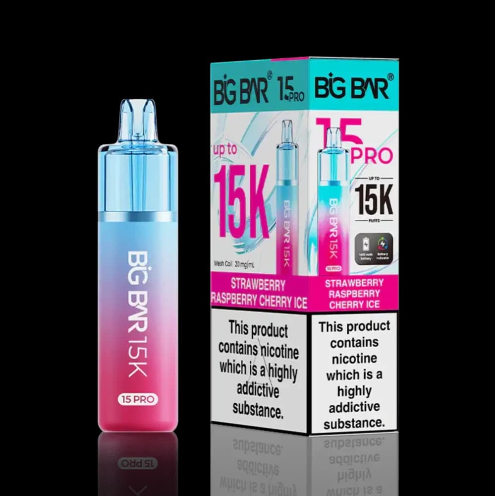  Strawberry Raspberry Cherry Ice Big Bar Pro 15k Prefilled Vape Kit