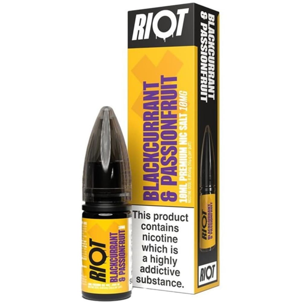  Blackcurrant Passion Fruit / 10mg Riot X Nic Salts e liquids 10ml
