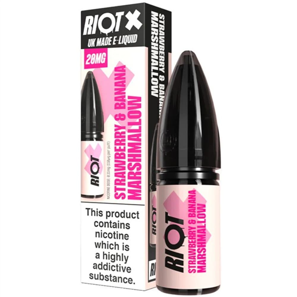  Strawberry Banana Marshmellow / 20mg Riot X Nic Salts e liquids 10ml