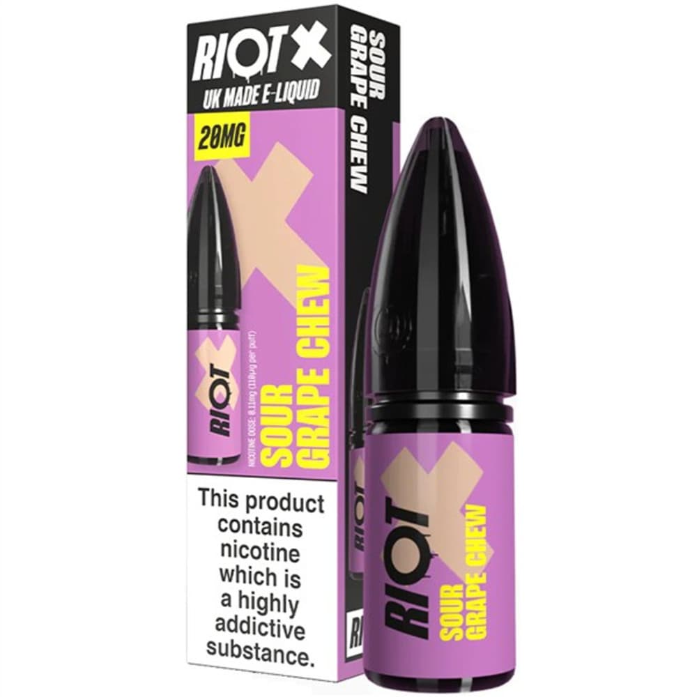  Sour Grape Chew / 10mg Riot X Nic Salts e liquids 10ml