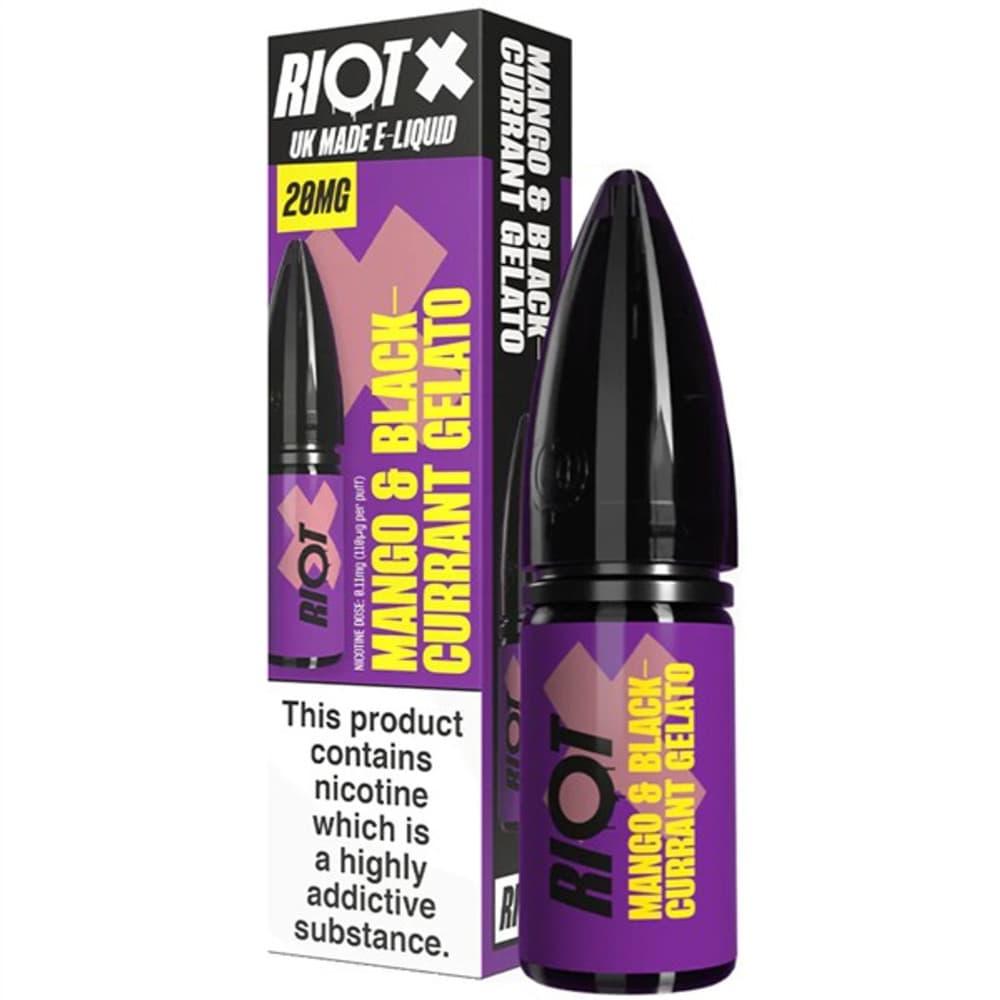  Mango Blackcurrant Gelato / 10mg Riot X Nic Salts e liquids 10ml