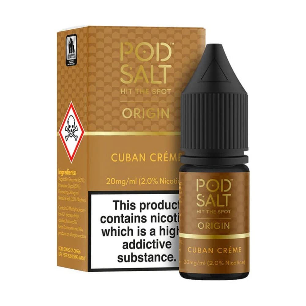  Cuban Creme / 10mg Pod Salt Origin Nic Salts e liquids 10ml