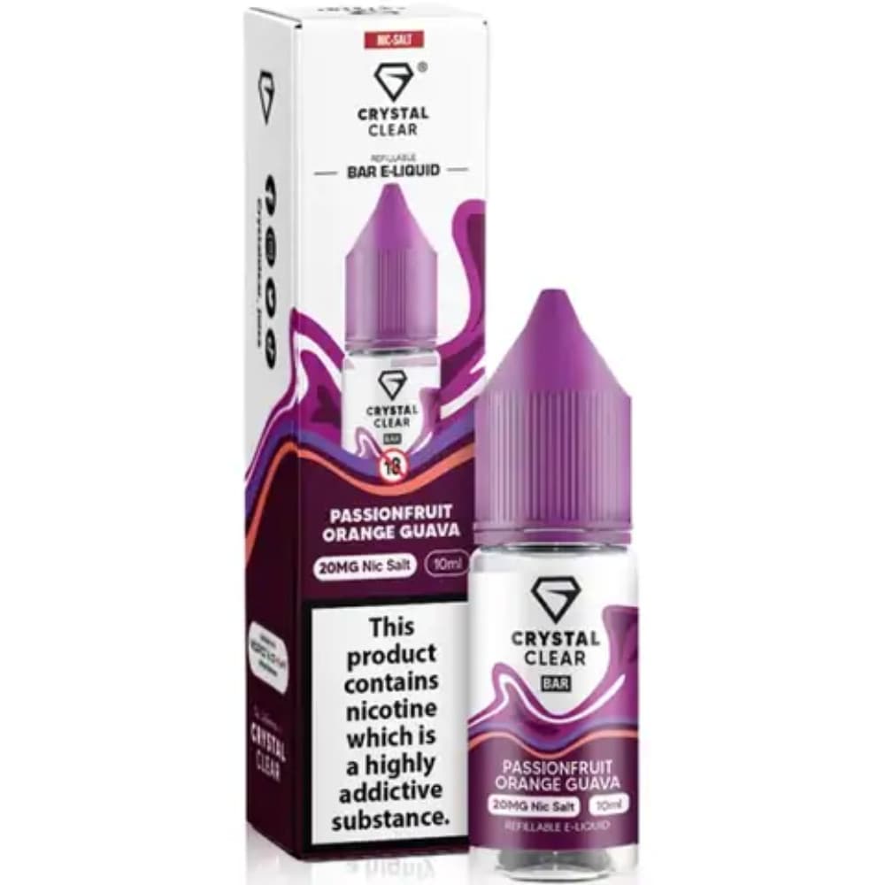  Passion Orange Guava / 20mg Crystal Clear Nic Salts e liquids 10ml