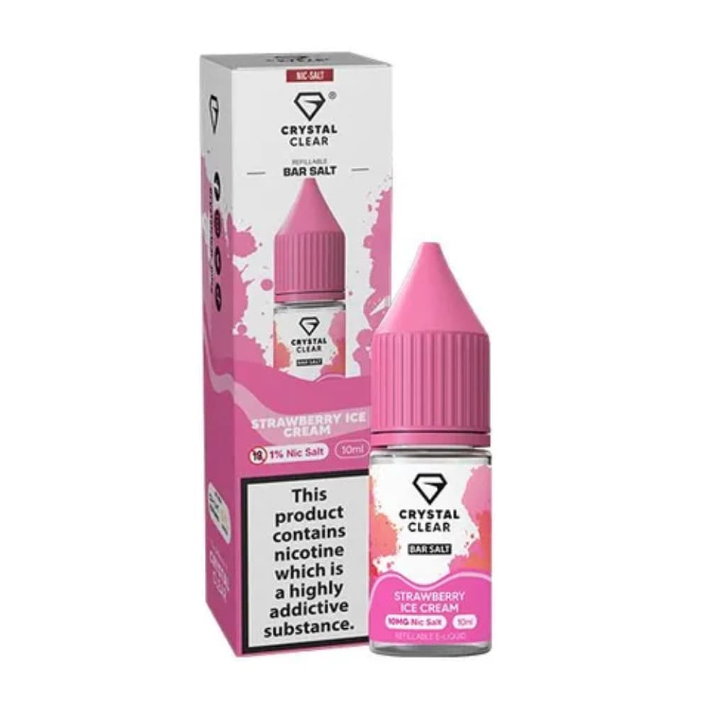  Strawberry Ice Cream / 10mg Crystal Clear Nic Salts e liquids 10ml